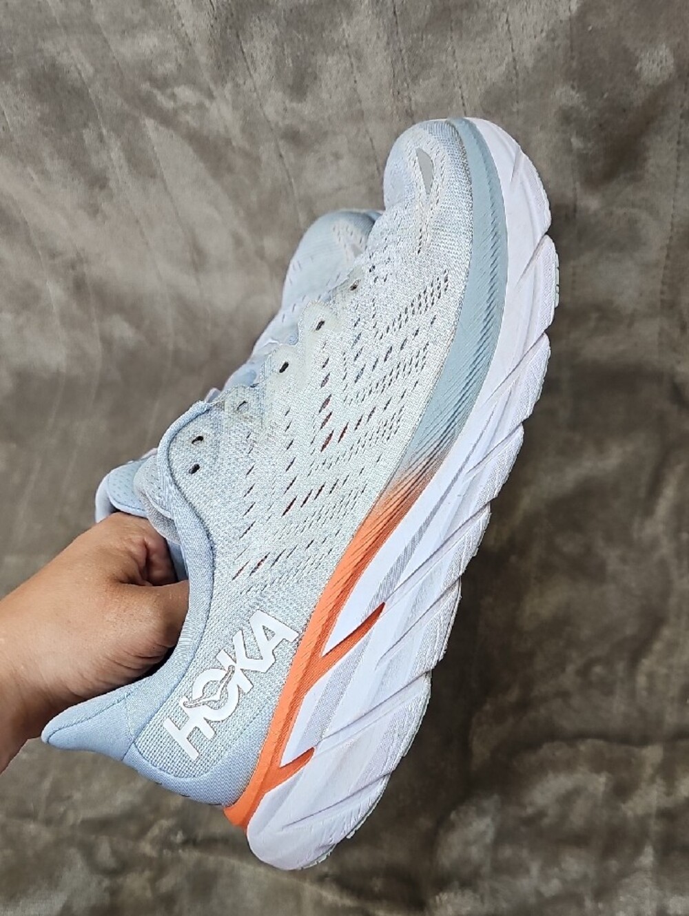 Hoka Clifton 8 Women's Athletic Running Shoe in Light Blue - Picture 4 of 12